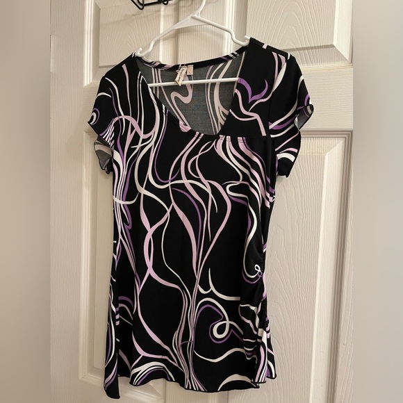 SUSAN LAWRENCE~STYLISH BLACK AND PURPLE~WOMEN’S TOP~LG - Picture 3 of 11